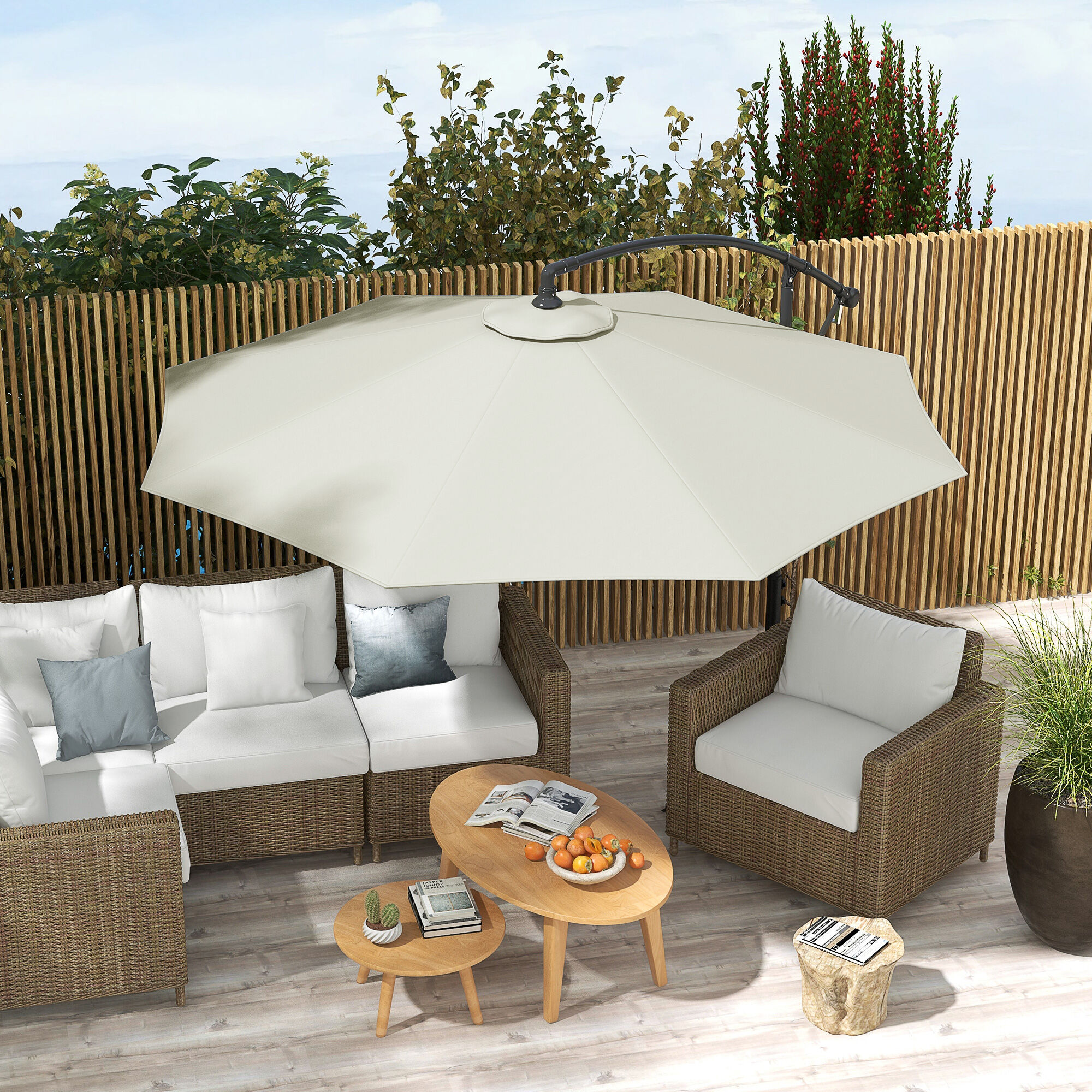 Outsunny Toldo de Sombrilla Crema, , large Imagen numero 2