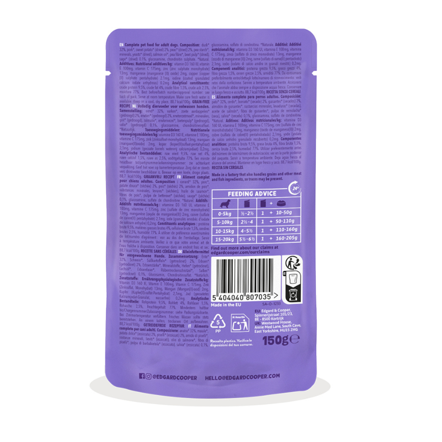 150 g Edgard & Cooper Adult Grain Free Pato sobres para perros, , large Imagen numero 2