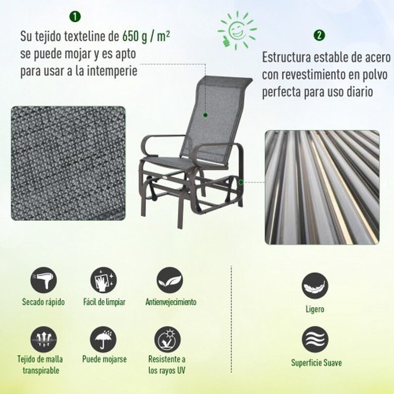 Silla balancín para exterior color Marrón, , large image number null