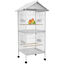 PawHut Jaula para Pájaros 2 en 1 Grande de 2 Pisos Convertible en Sola Jaula con Ruedas 4 Comederos 4 Perchas y Bandejas Extraíbles para Canarios Loros 78x75x168 cm Blanco, , large indicador imagen numero 1