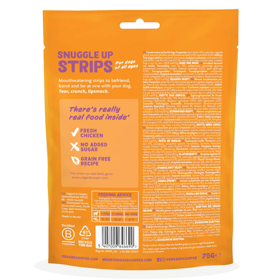 Edgard &amp; Cooper Tiras de Pollo snack para perros thumbnail