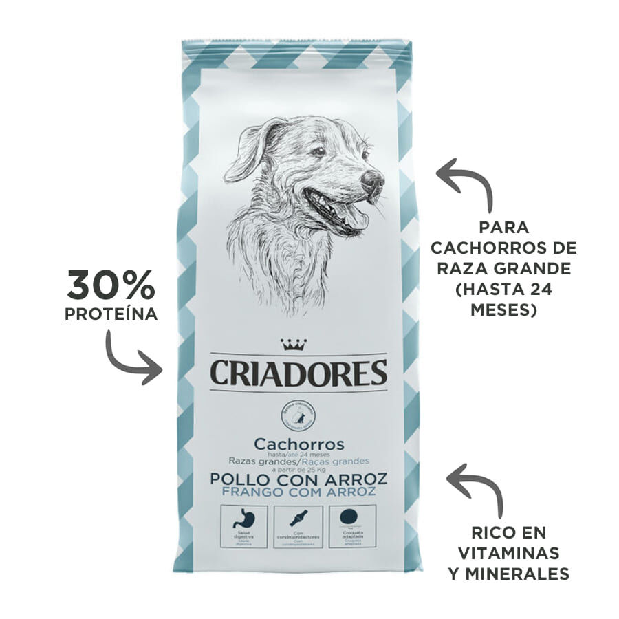 Criadores Pollo y Arroz pienso para cachorros de razas grandes thumbnail