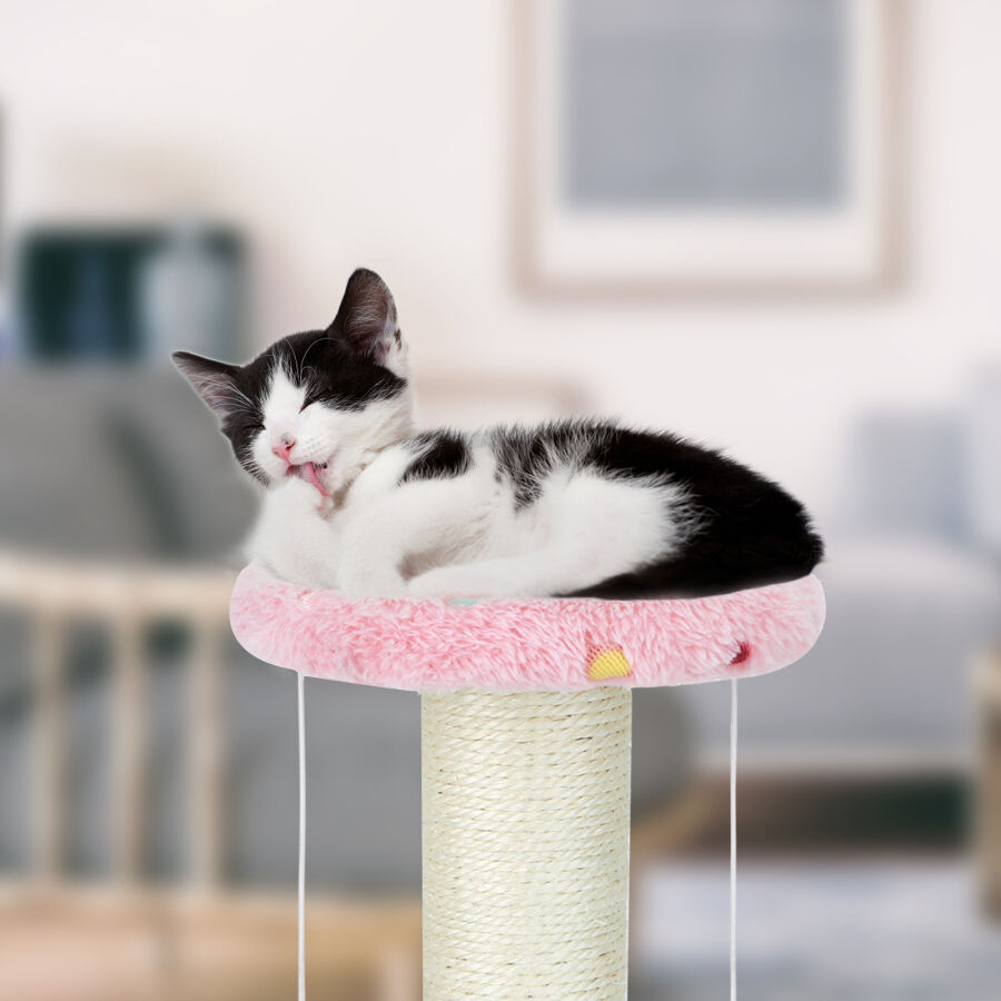 Nobleza - Juguete rascador para Gatos, Tipo Columna con Pelotas. Color Rosa, Alto 28cm., , large Imagen numero 4