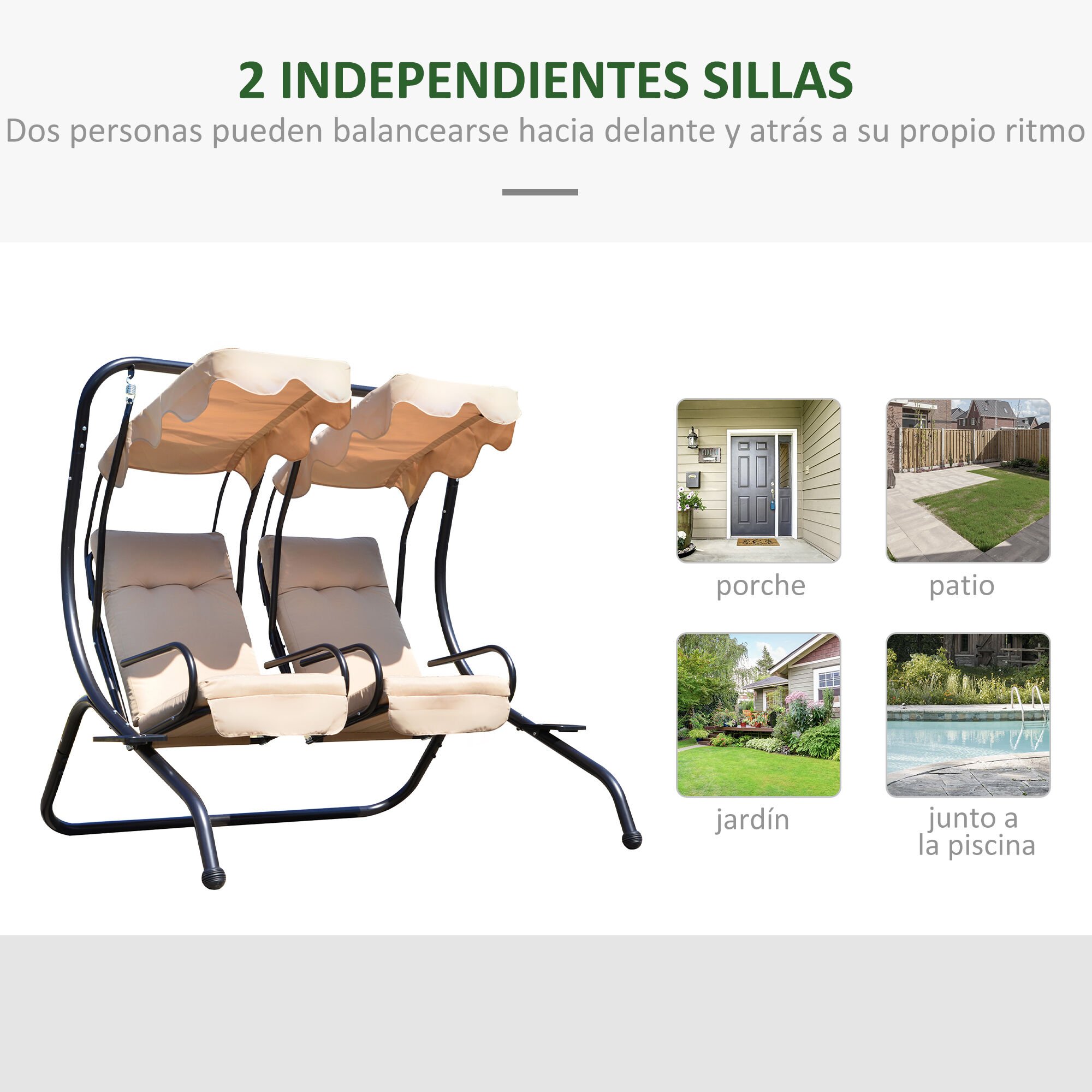 Outsunny Balanc&iacute;n de Jard&iacute;n Beige, , large Imagen numero 4