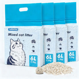 Nobleza - Arena de Tofu para Gatos 10kg (4x2.5kg) - Aglomerante Natural, Sin Polvo, Control de Olores y Desechable en el Inodoro