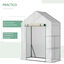 Outsunny Invernadero de Jardín 143x73x195 cm Vivero Casero de Acero con 2 Estantes y Puerta Enrollable para Cultivos Plantas Macetas Flores Patio Exterior Blanco, , large indicador imagen numero 5