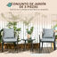 Outsunny Conjunto de Muebles de Jardín 3 Piezas Juego de Muebles de Terraza Incluye Mesa con Encimera de Vidrio Templado y 2 Sillones con Cojines Reposabrazos de Cuerda Polipropileno Gris, , large indicador imagen numero 4