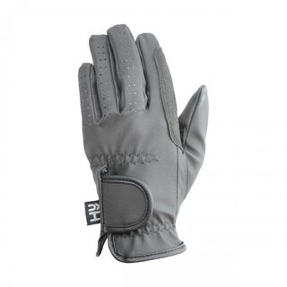 Guantes de cuero sintético de equitación para adultos color Negro