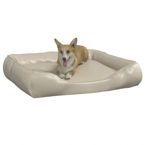 Vidaxl sof&aacute; acolchado de cuero beige para mascotas, , large Imagen numero 4