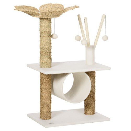 PawHut &aacute;rbol rascador mediano blanco y marr&oacute;n para gatos, , large Imagen numero 1