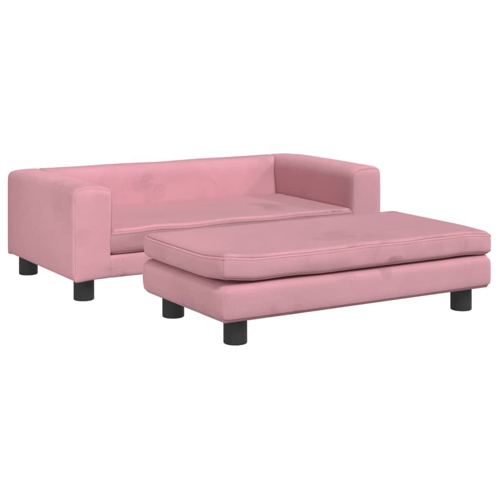 vidaXL Cama para perros con extensi&oacute;n terciopelo rosa 100x50x30 cm, , large Imagen numero 1