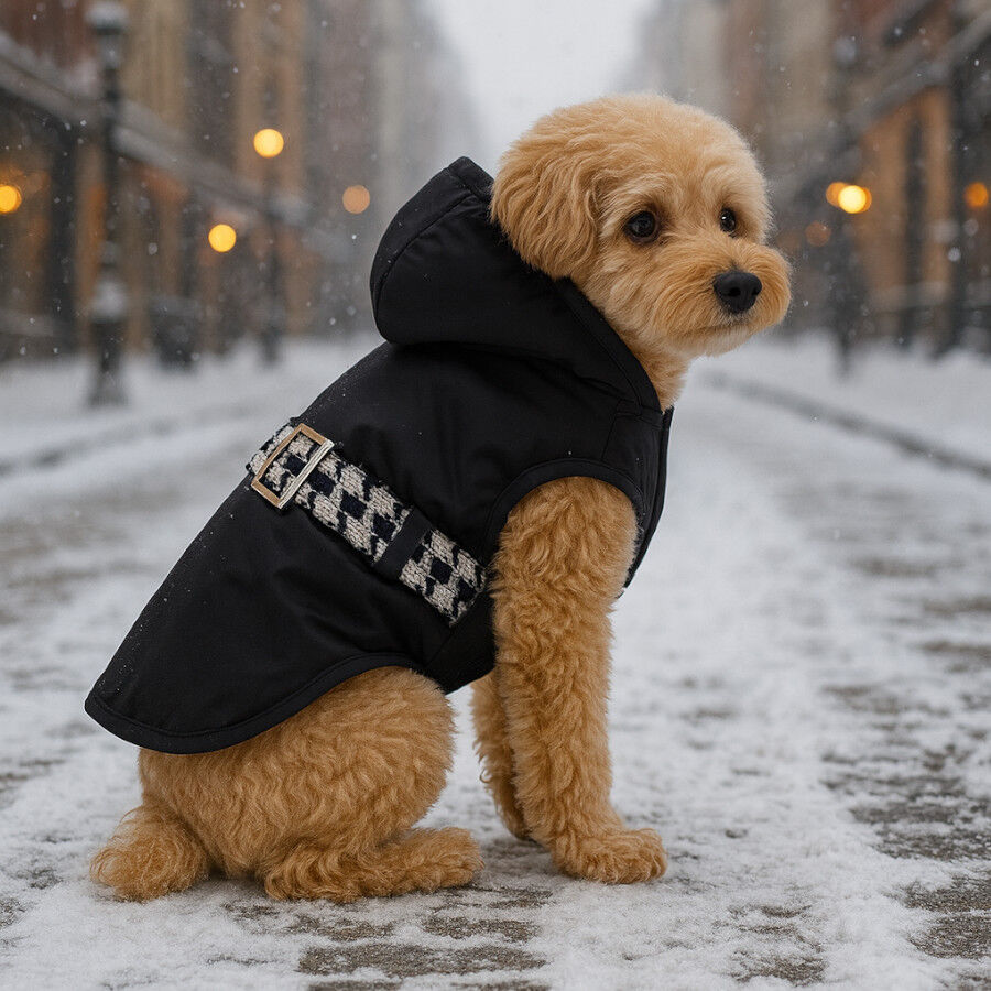 Outech Abrigo Negro con Cinturon para perros, , large Imagen numero 3