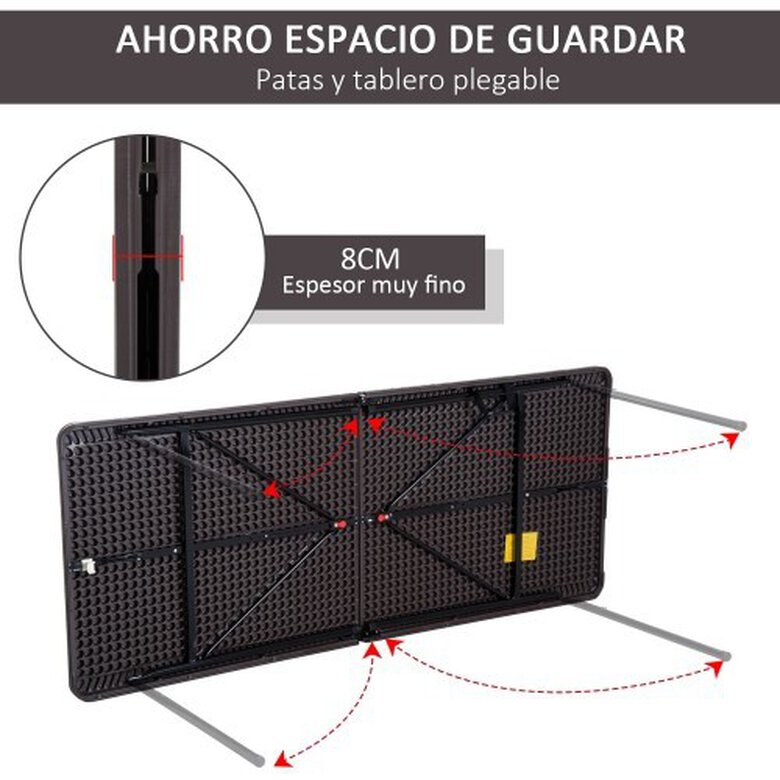 Mesa plegable portatil con asa color Marrón, , large image number null