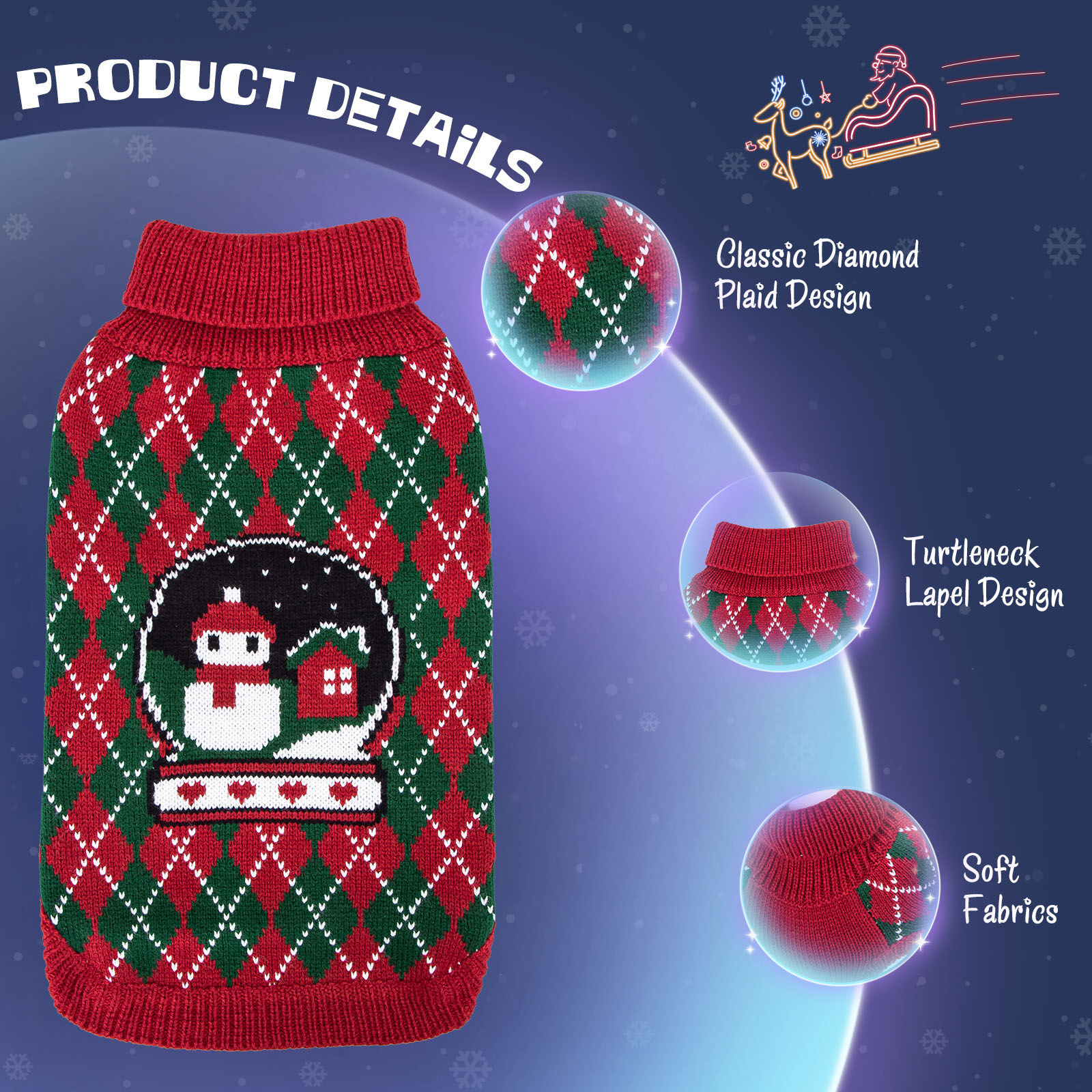 Nobleza - Jerseys de Navidad para Perros y Gatitos, Navidad Mascotas Su&eacute;ter, Jersey para Perros y Gatitos, Ropa de Invierno c&aacute;lida Ropa de Invierno Adecuado para Perros Peque&ntilde;os y Medianos, (Rojo, XL), , large Imagen numero 5