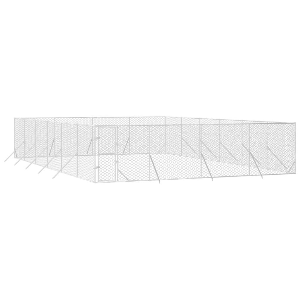 vidaXL Perrera de exterior acero galvanizado plateado 4x4x2 m, , large Imagen numero 39