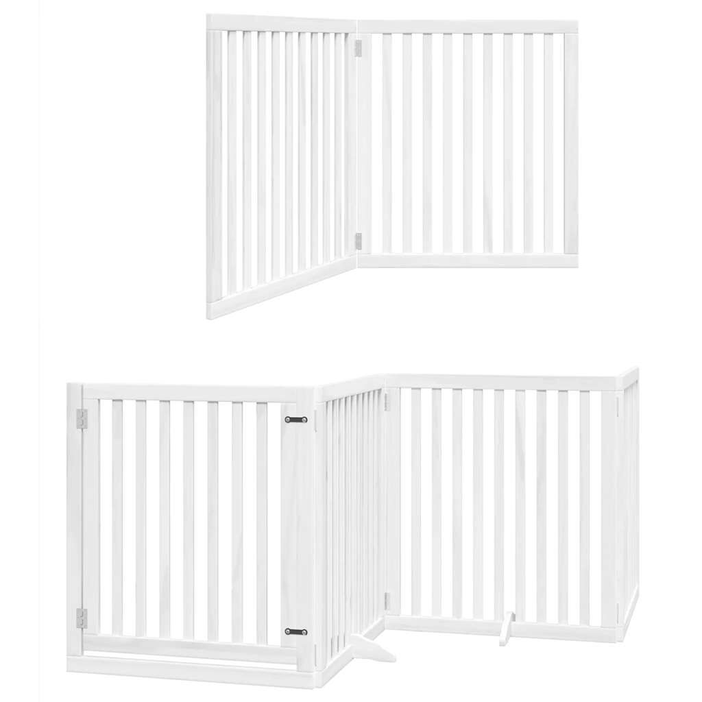 vidaXL Puerta de perros plegable 6 paneles madera &aacute;lamo blanca 480 cm, , large Imagen numero 4