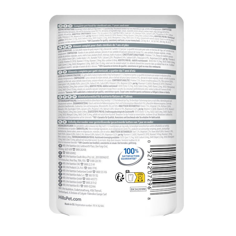 12 sobres x 85 g Hill's Science Plan Sterilised Mature Pescado Oce&aacute;nico en Salsa sobre para gatos, , large Imagen numero 9