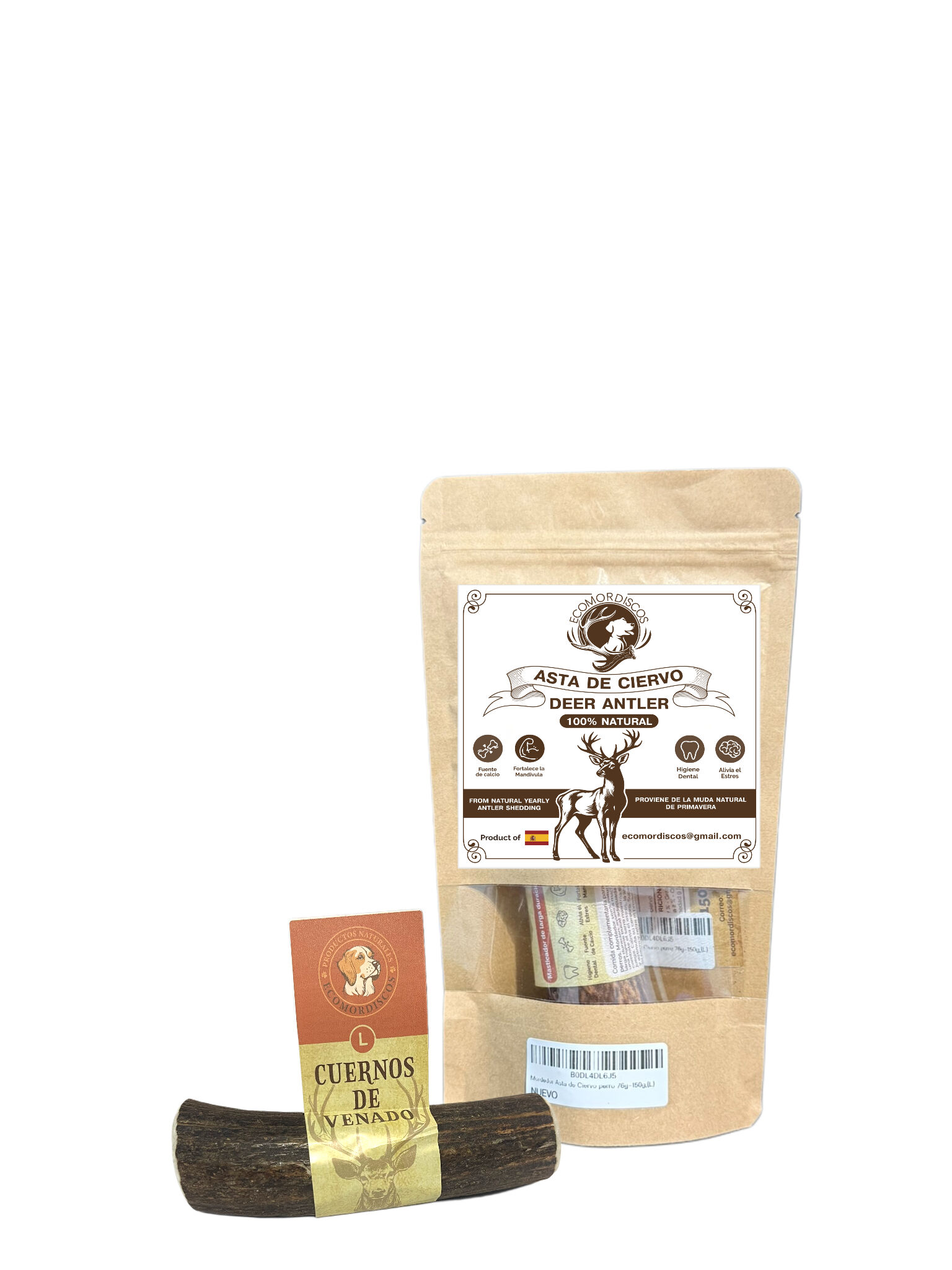 Mordedor de Asta de Ciervo &ndash;Talla L&ndash;Juguete Masticable Duradero,100% Natural, Sin Aditivos Ideal para Perros Medianos y Grandes,Limpia Dientes, Antiestr&eacute;s, Snack,mordedor Natural para Perro., , large Imagen numero 1