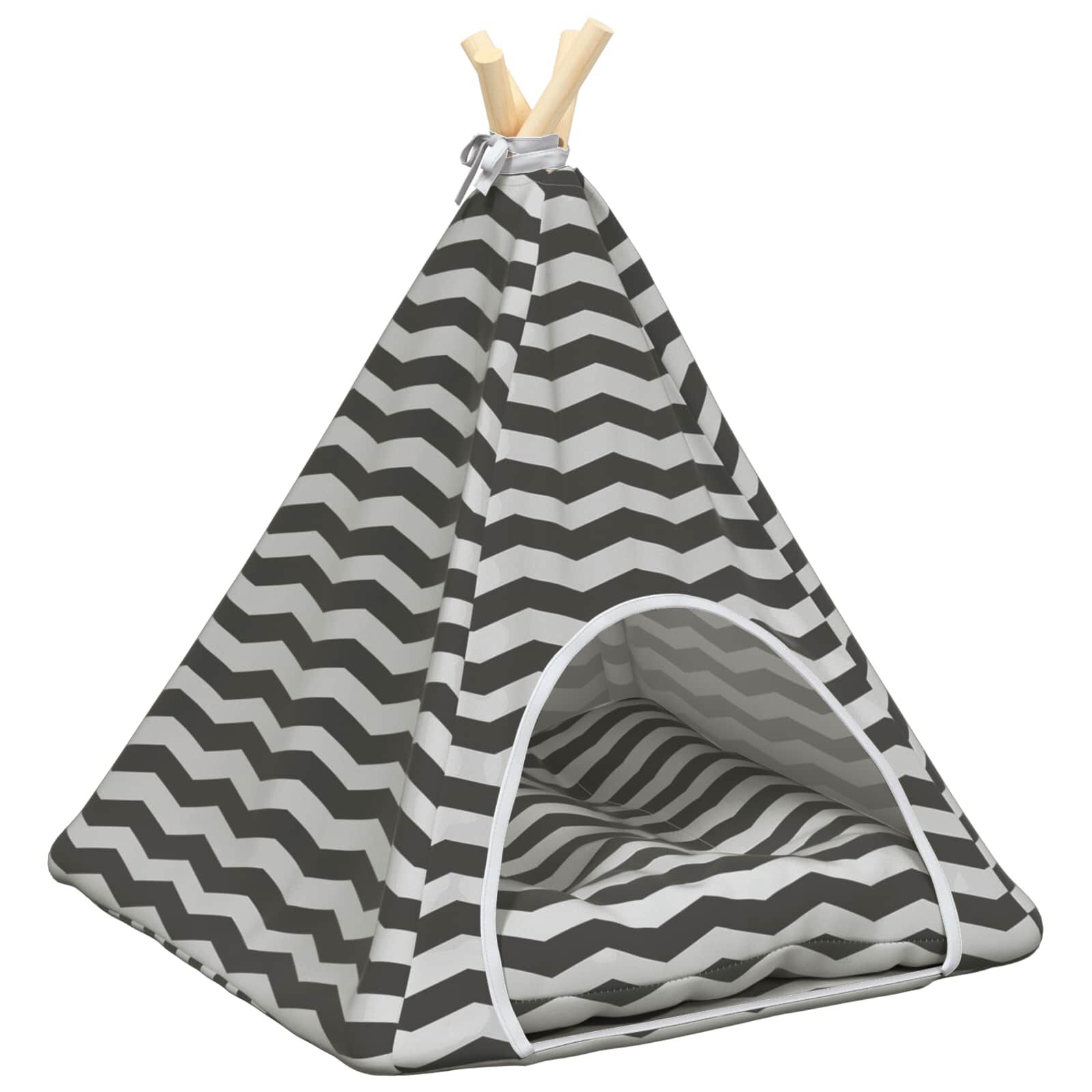 vidaXL Tienda de campa&ntilde;a para mascotas con coj&iacute;n Blanco y gris Cama Casa, , large Imagen numero 6
