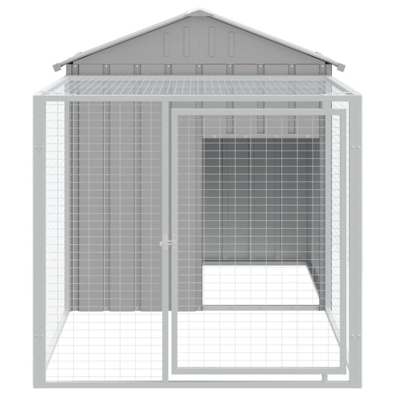 vidaXL Gallinero con corral acero galvanizado gris claro para gallina thumbnail