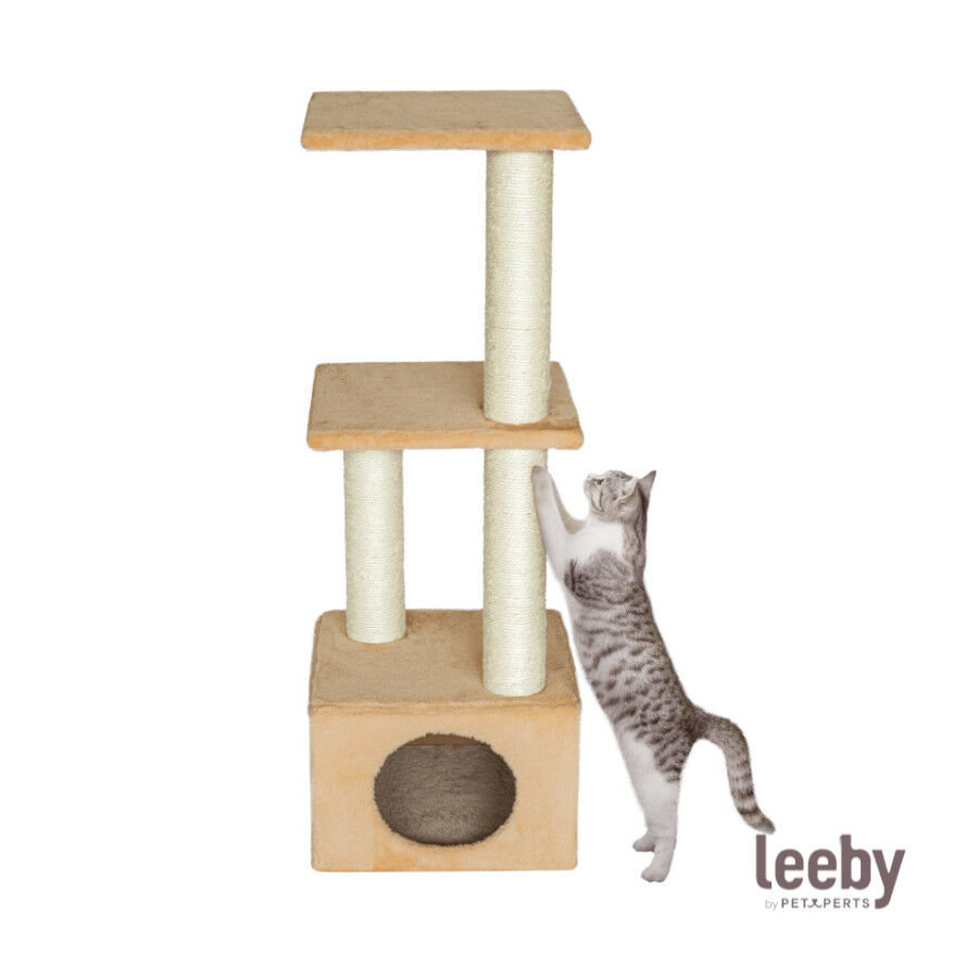 Leeby Colette DoubPost torre rascador con cama nido beige para gatos thumbnail