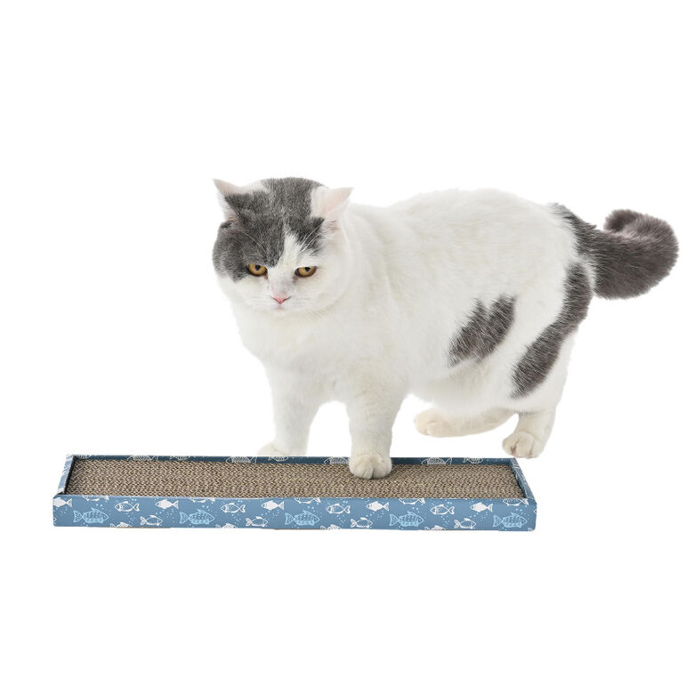Leeby Fitz tabla rascador de cartón azul para gatos thumbnail
