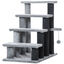 PawHut Escaleras para Gatos de 4 Escalones Escaleras para Mascotas Árbol Rascador para Gatos Pequeño con Poste Rascador Bola Colgante 60x40x64 cm Gris, , large indicador imagen numero 1