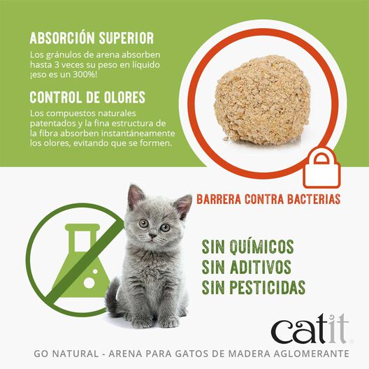 Arena aglomerante ecológica en pellets para gatos - Catit Go Natural