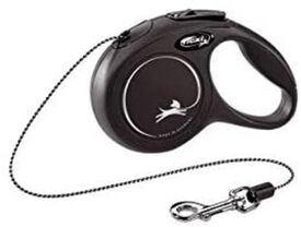 Flexi New Classic Cordón Correa extensible negra para gatos