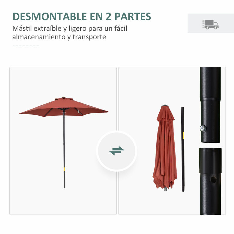 Outsunny Sombrilla de Jardín Rojo Vino thumbnail
