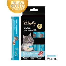 Majesty At&uacute;n con Vieira snack l&iacute;quido para gatos