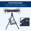 Outsunny Columpio Balanc&iacute;n de Jard&iacute;n Exterior de 3 Plazas con Coj&iacute;n Techo Ajustable y Marco de Metal para Balc&oacute;n Terraza Patio Carga M&aacute;x. 200 kg 172x110x153 cm Raya Azul, , large indicador imagen numero 4