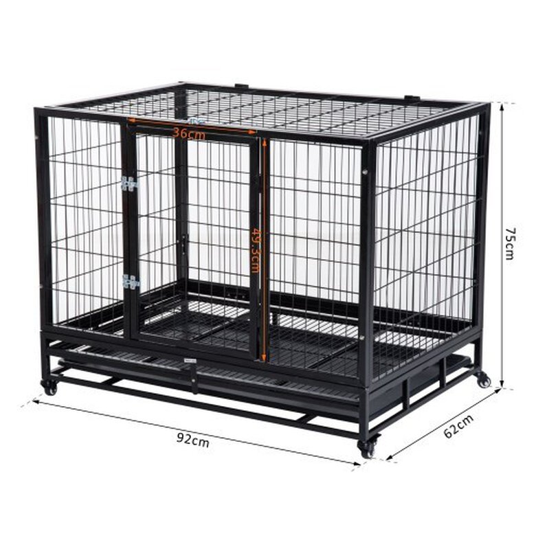 Pawhut jaula de metal con ruedas negro para perros, , large image number null