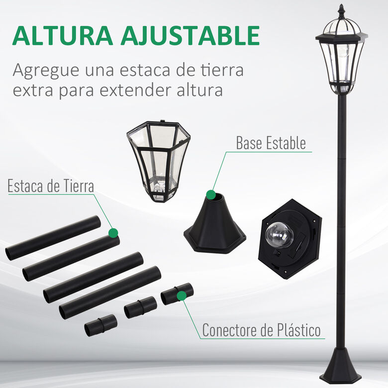 Outsunny 2 Farolas Solares negras impermeable IP44 para jardín thumbnail