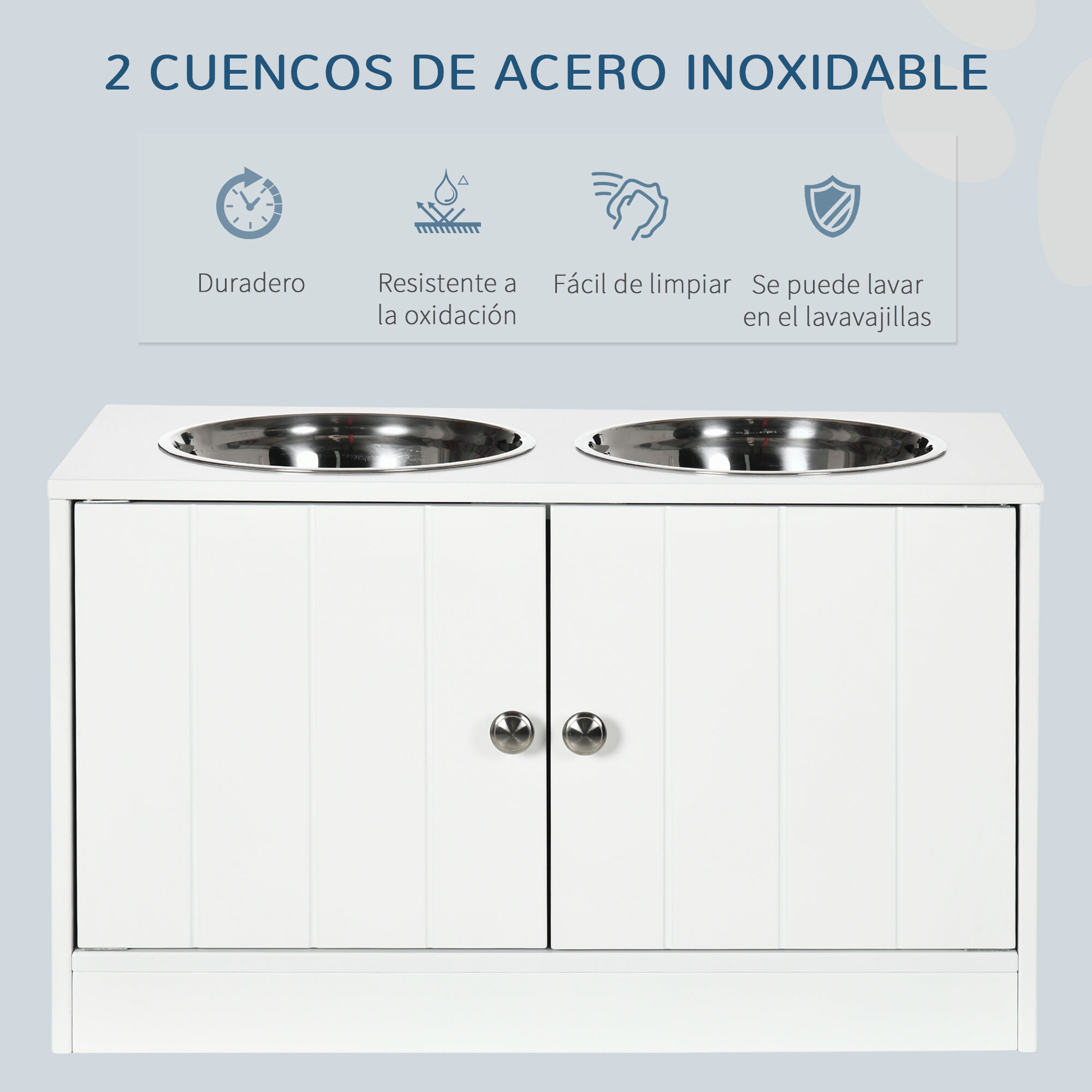 PawHut Comedero para Perros Blanco, , large Imagen numero 4