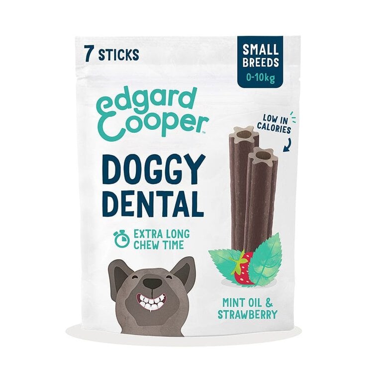 42 barritas Edgard & Cooper Small Snacks Dentales Fresa y Menta para perros ¡Pack ahorro!