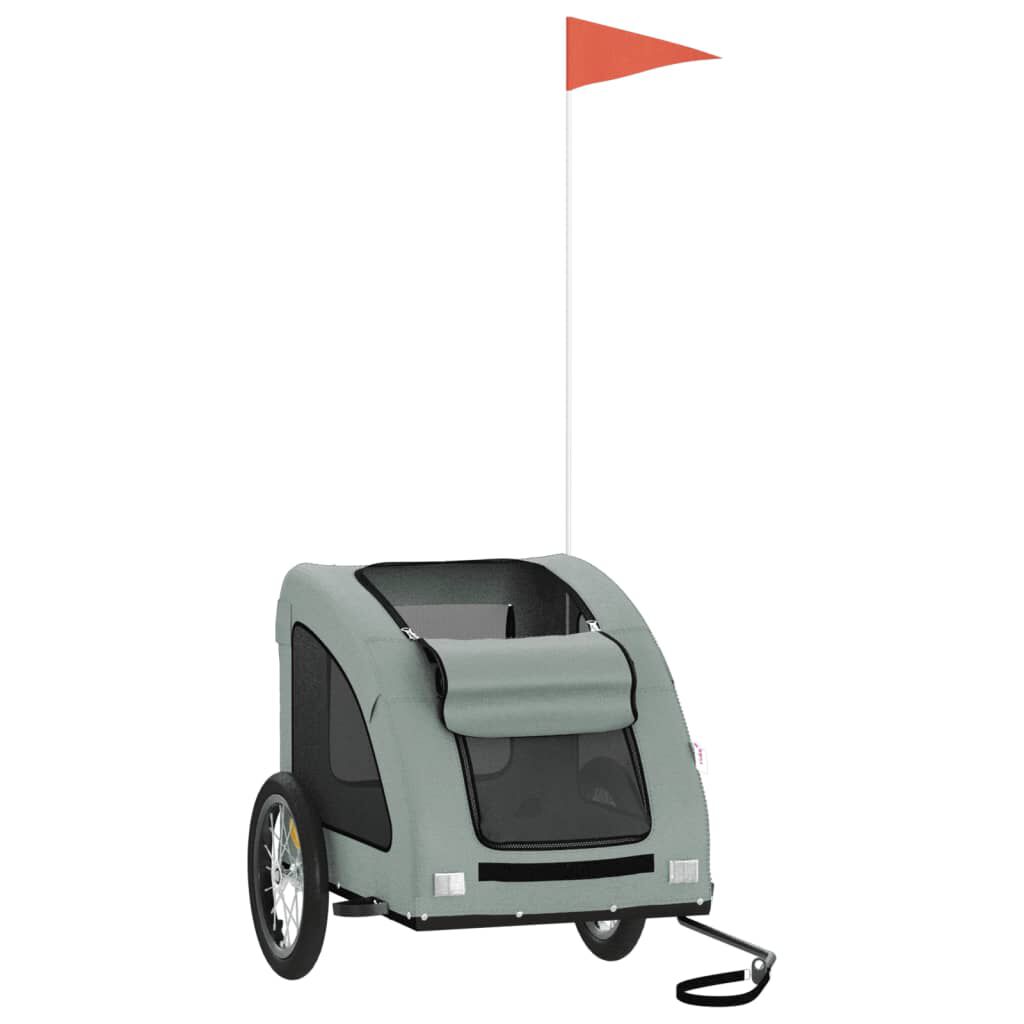 vidaXL Remolque de bicicleta para perros hierro y tela Oxford gris, , large Imagen numero 6