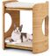 COSTWAY Casa de Gatos de 2 Niveles, Cama de Gato Curva con Marco de Bambú Natural, 2 Alfombrillas de Felpa Suaves Extraíbles y Lavables, 2 Agujeros para Gatos, Natural+Blanco, 40 x 33 x 41 cm, , large indicador imagen numero 1