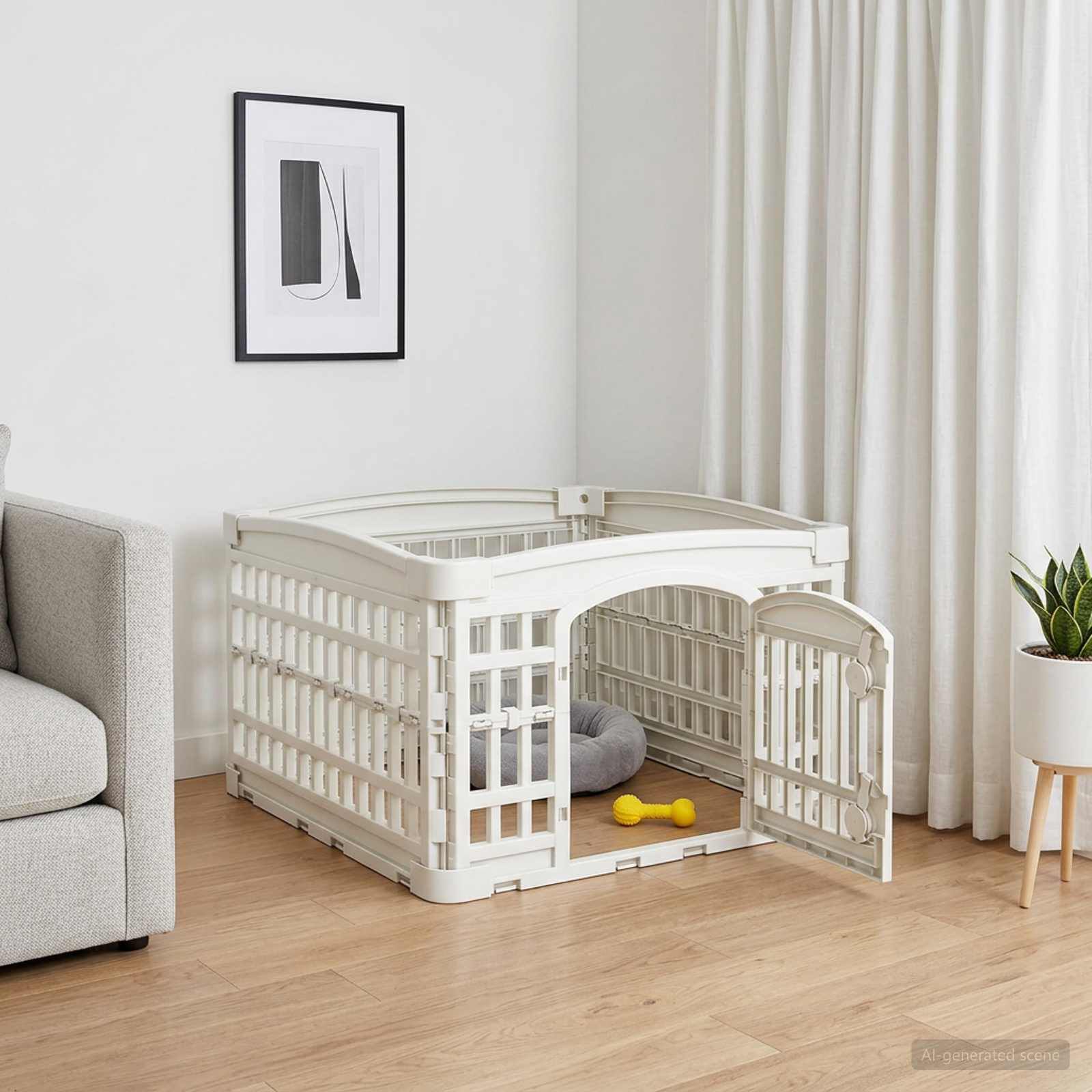 vidaXL Parque para Perros de 4 Paneles 60 x 60 x 38 cm Pl&aacute;stico Blanco, , large Imagen numero 2