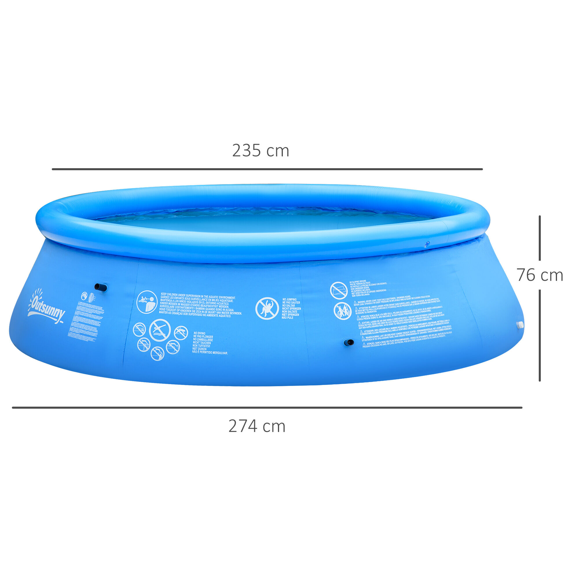 Outsunny Piscina Hinchable Redonda 4.000 Litros &Oslash;274x76 cm para 3-4 Personas Piscina Inflable Familiar Adultos y Ni&ntilde;os con Inflador de Mano para Jard&iacute;n Patio Exterior Azul, , large Imagen numero 3