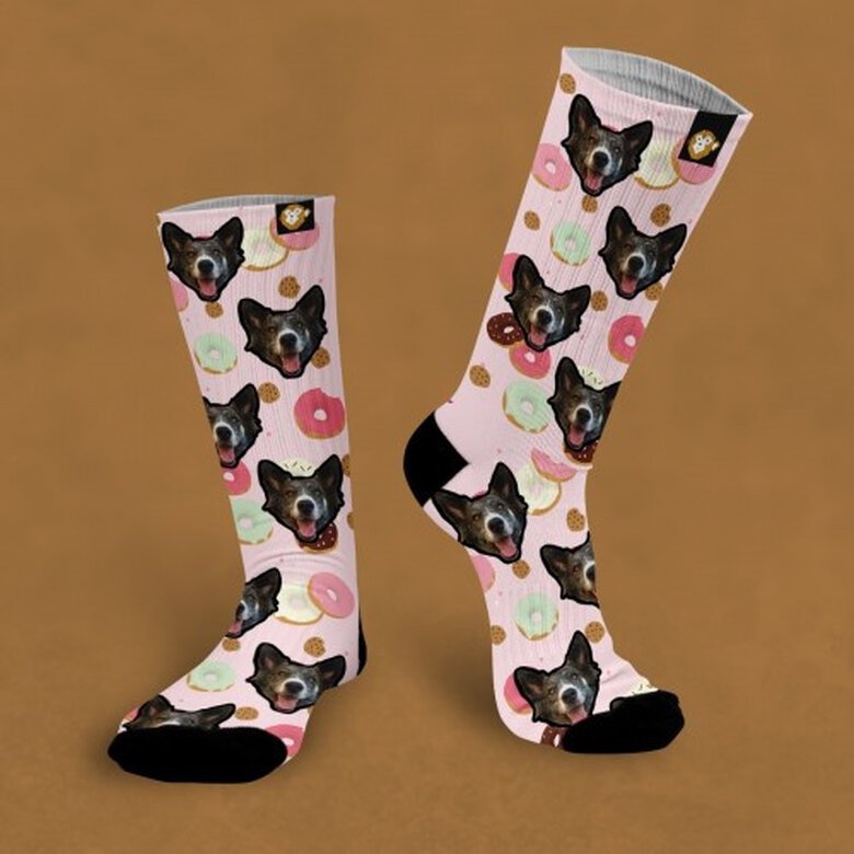 Calcetines personalizados Donuts 1 mascota color Rosa, , large image number null