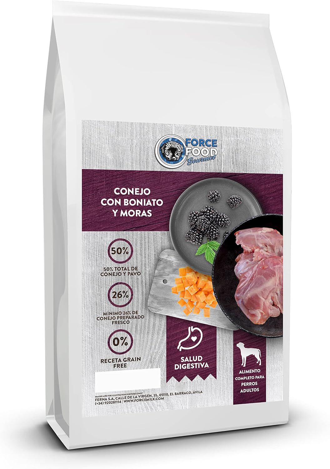 FORCEFOOD gourmet perros adultos conejo y moras 6 Kg, , large Imagen numero 1