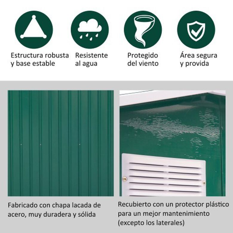 Caseta de jardín tipo cobertizo metálico Outsunny color Verde thumbnail