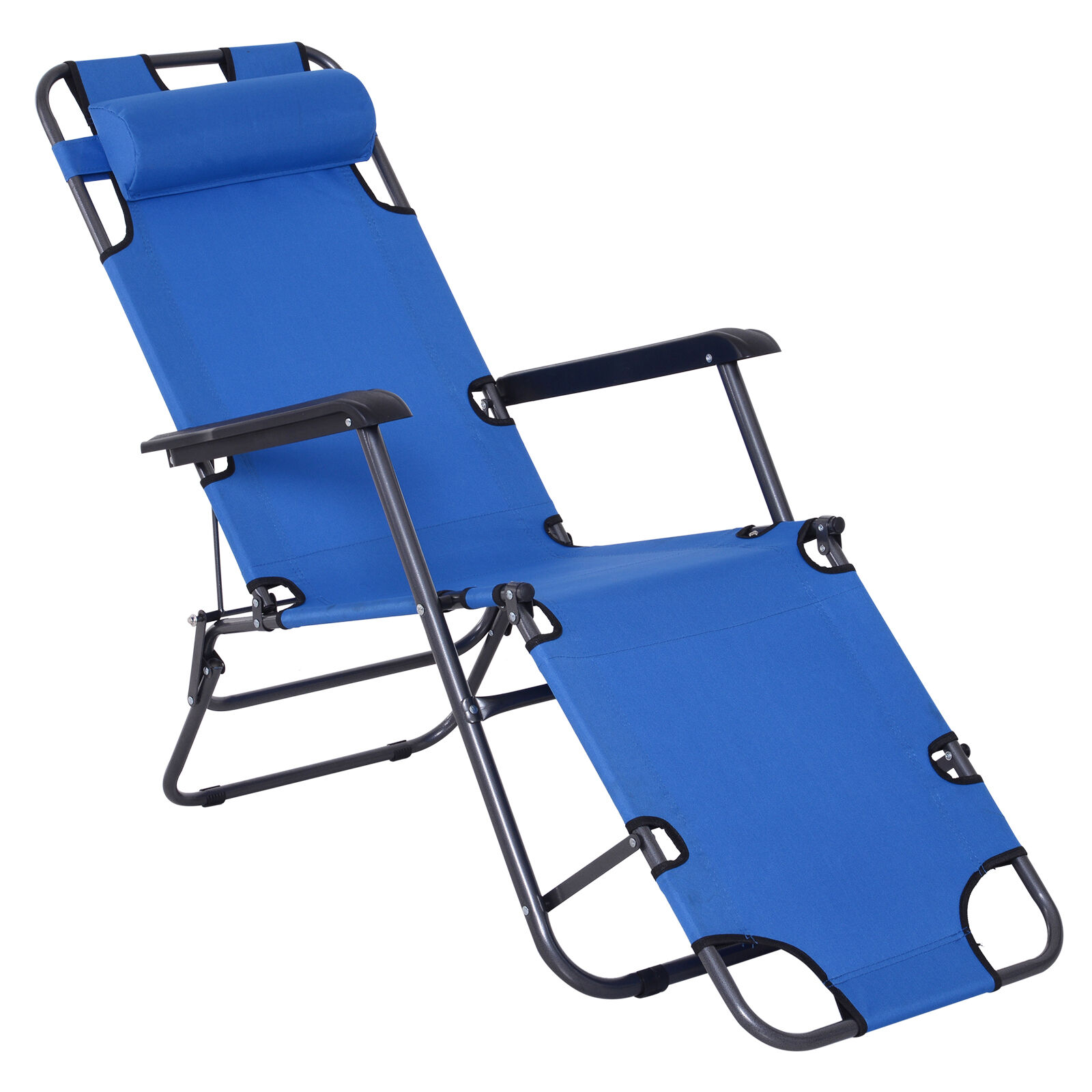 Outsunny Tumbona Reclinable Azul, , large Imagen numero 1