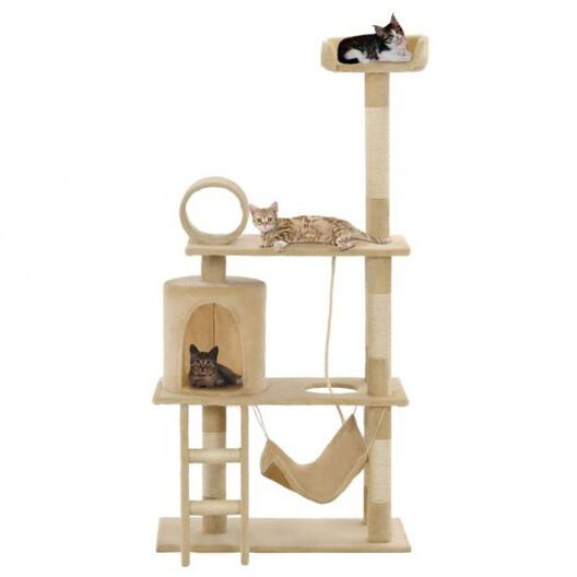 Rascador con poste de sisal para gatos color Beige, , large image number null