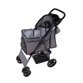 MonsterShop Cochecito plegable azul + bolsa almacenamiento para perros y gatos