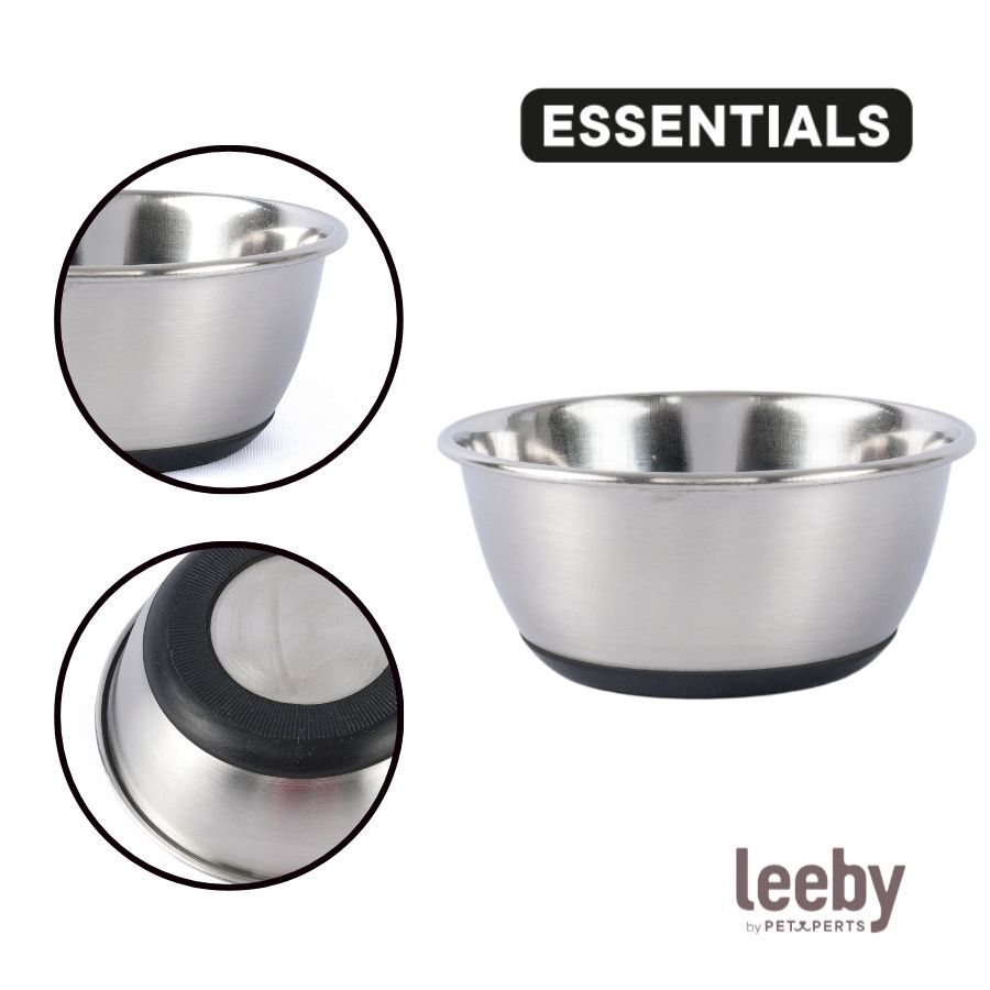 Leeby Comedero Acero Inoxidable con Base Goma para perros y gatos, , large Imagen numero 3