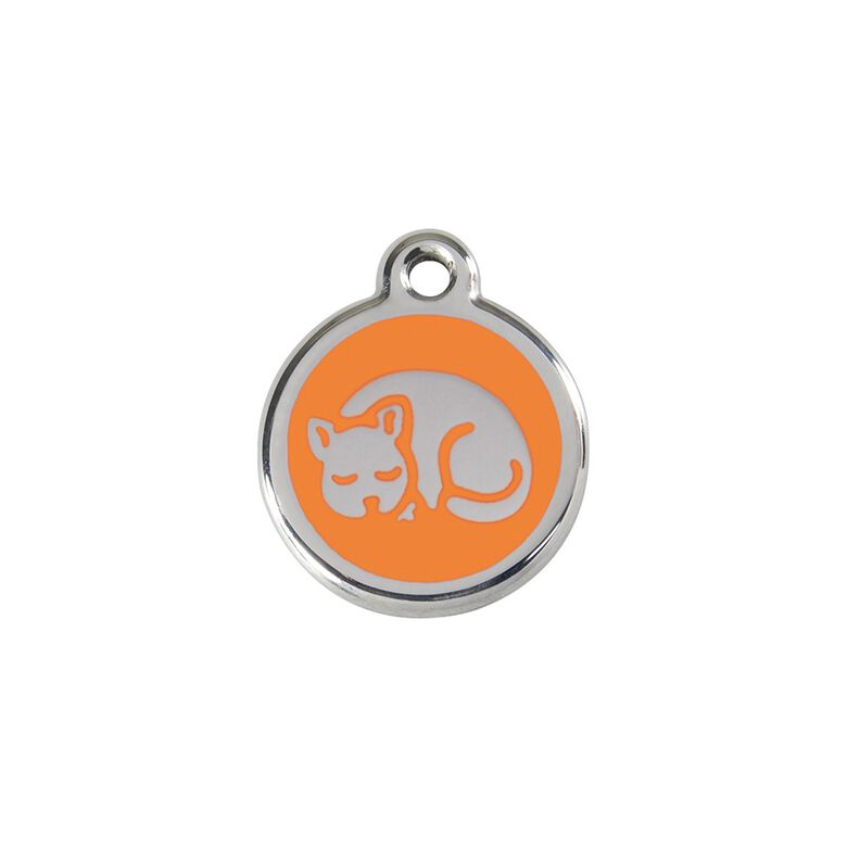 Red Dingo Placa identificativa Acero Inoxidable Esmalte Gatito Naranja para gatos