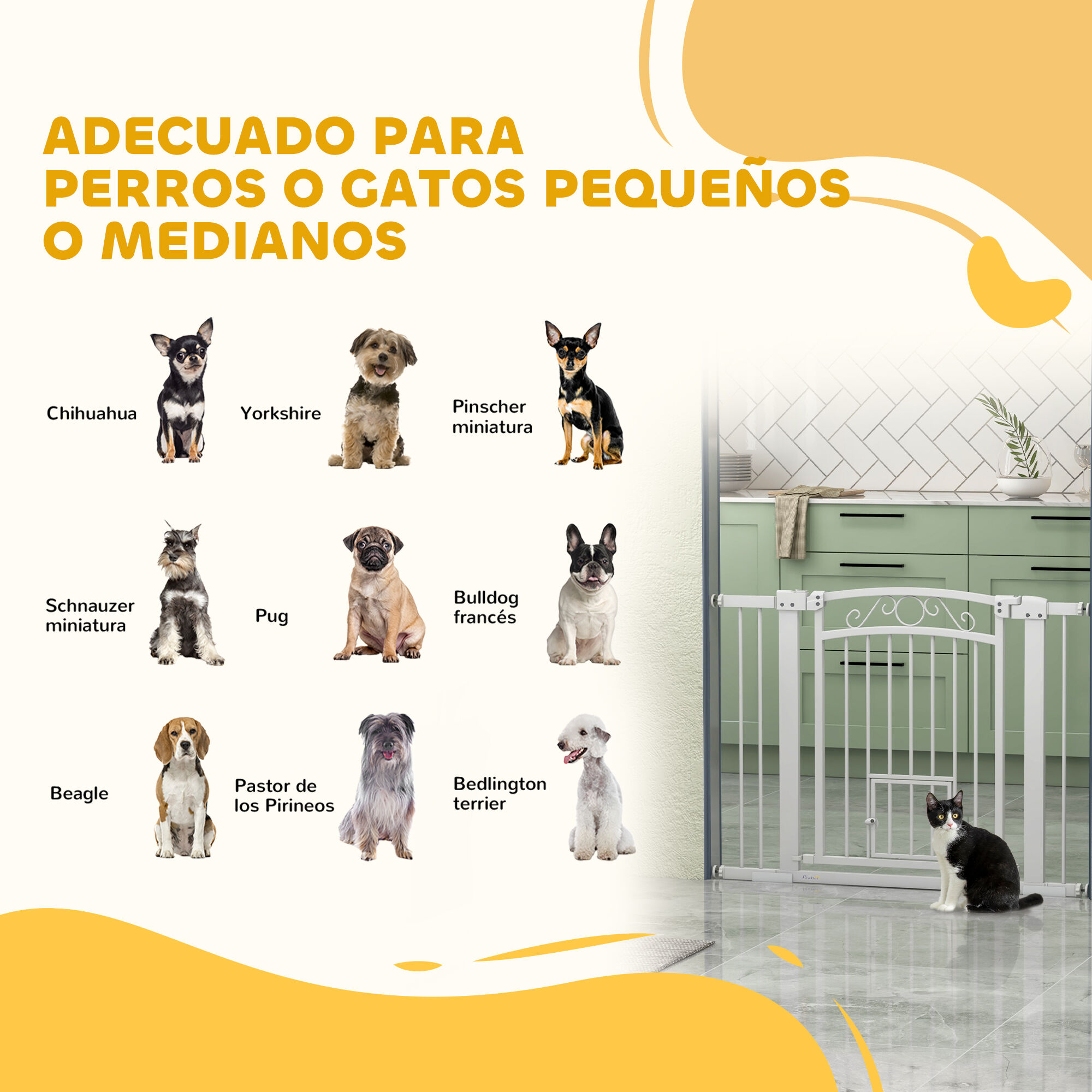 PawHut Barrera de Seguridad Blanco para perros thumbnail