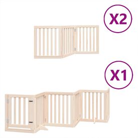 vidaXL Puerta para perros plegable 12 paneles madera de álamo 960 cm